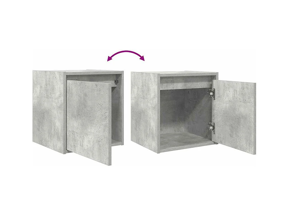 Comodini a Muro 2 pz Grigio Cemento 38x34x40 cm