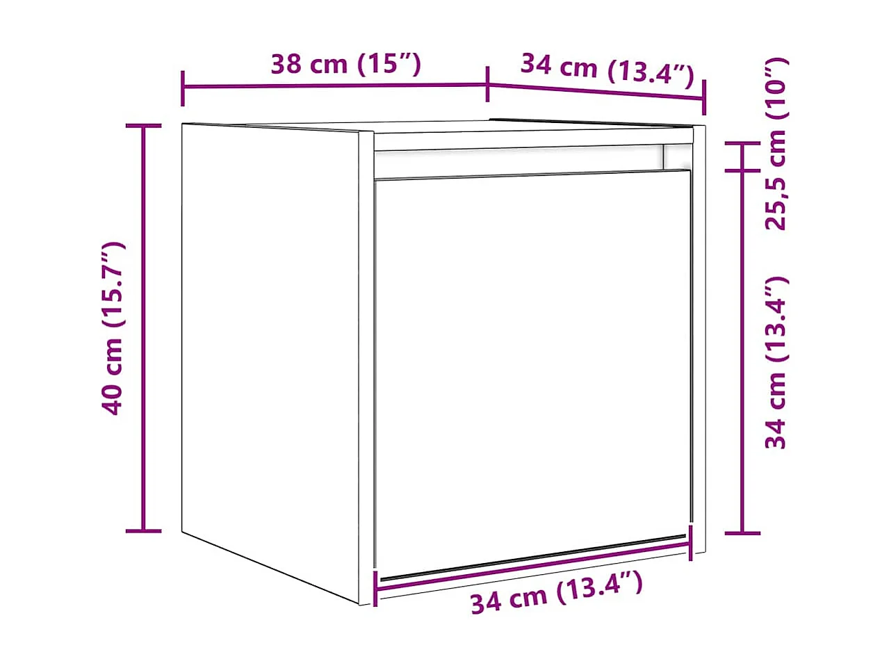 Nachtkastjes 2 st wandgemonteerd 38x34x40 cm betongrijs