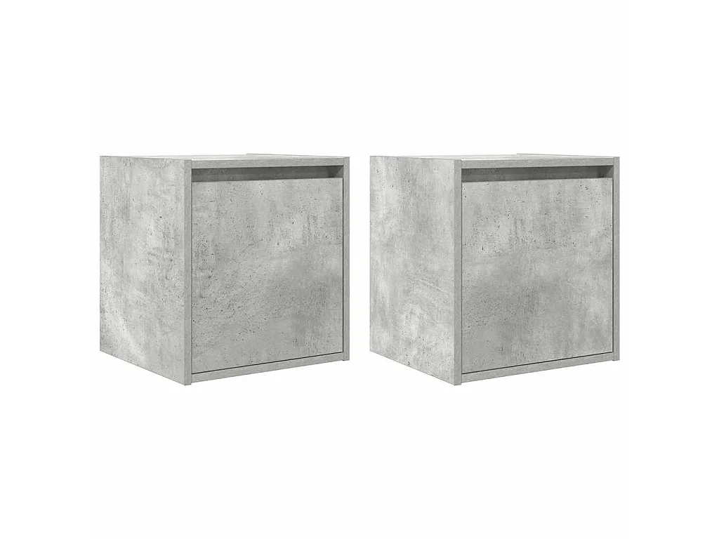 Comodini a Muro 2 pz Grigio Cemento 38x34x40 cm