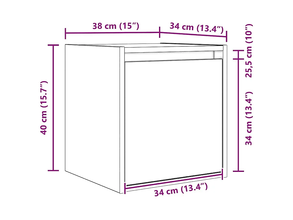 Comodini a Muro 2 pz Grigio Cemento 38x34x40 cm