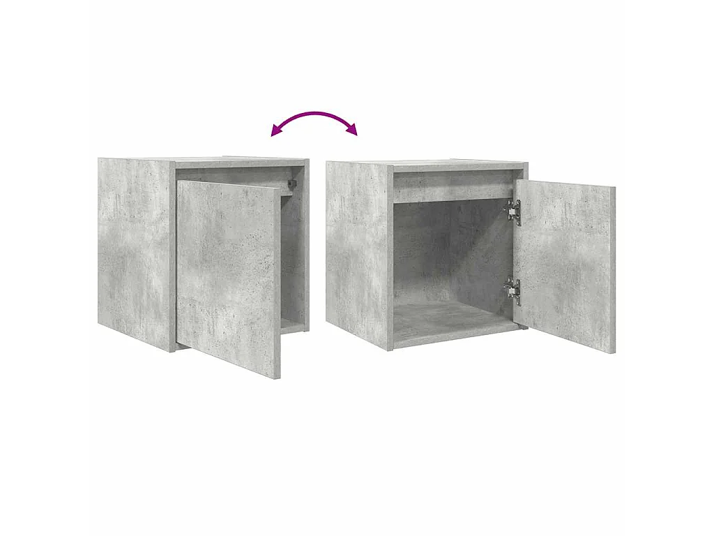 Comodini a Muro 2 pz Grigio Cemento 38x34x40 cm