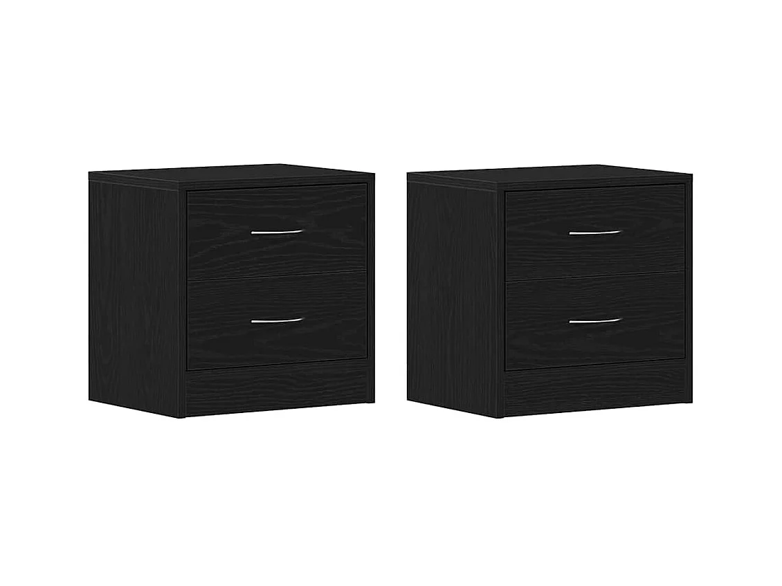 Nachttische 2Stk. Schwarz Eichen-Optik 40x30x40cm Holzwerkstoff