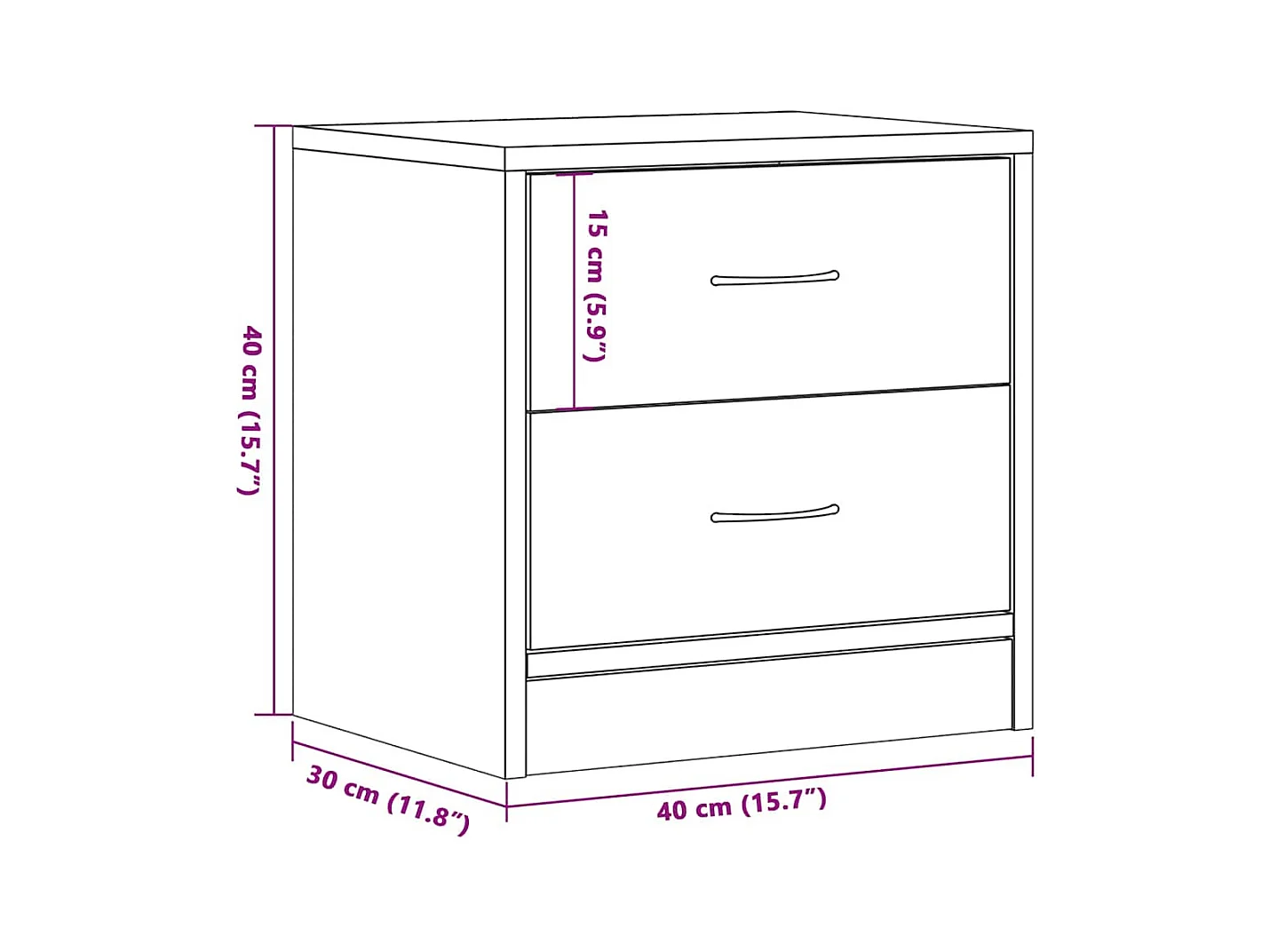Nachttische 2Stk. Schwarz Eichen-Optik 40x30x40cm Holzwerkstoff