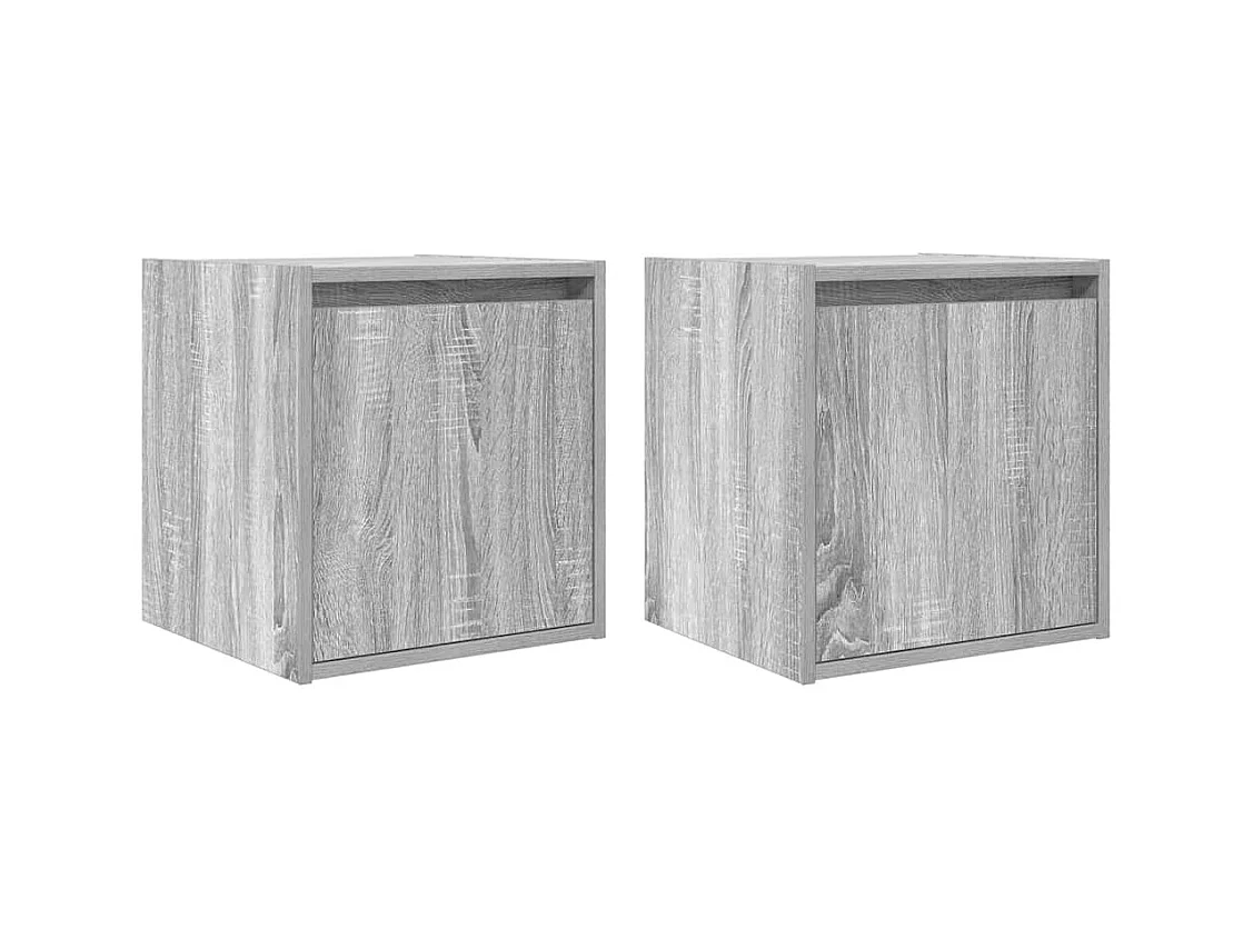 Comodini a Muro 2 pz Grigio Sonoma 38x34x40 cm