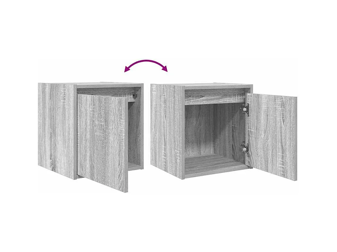 Comodini a Muro 2 pz Grigio Sonoma 38x34x40 cm