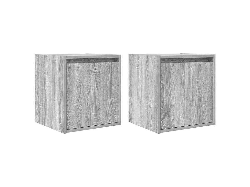 Nachtkastjes 2 st wandgemonteerd 38x34x40 cm grijs sonoma eiken