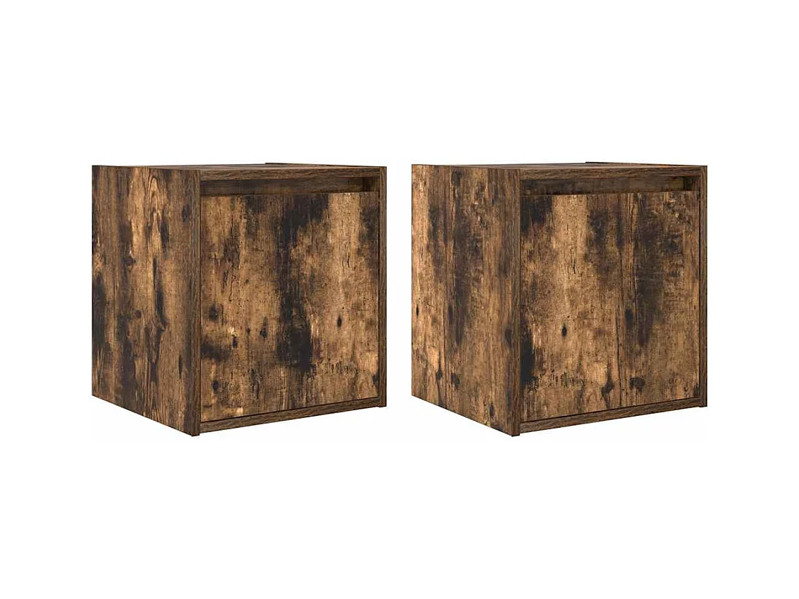 Tables de chevet murales 2 pcs chêne fumé 38x34x40 cm