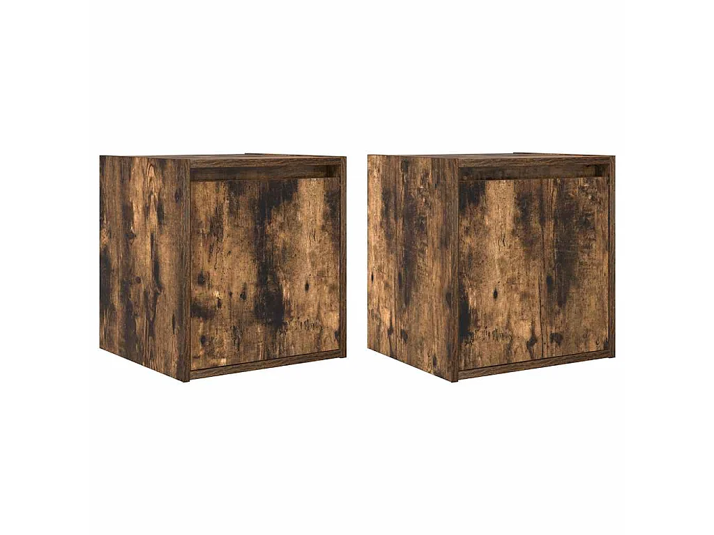 Nachtkastjes 2 st wandgemonteerd 38x34x40 cm gerookt eikenkleur