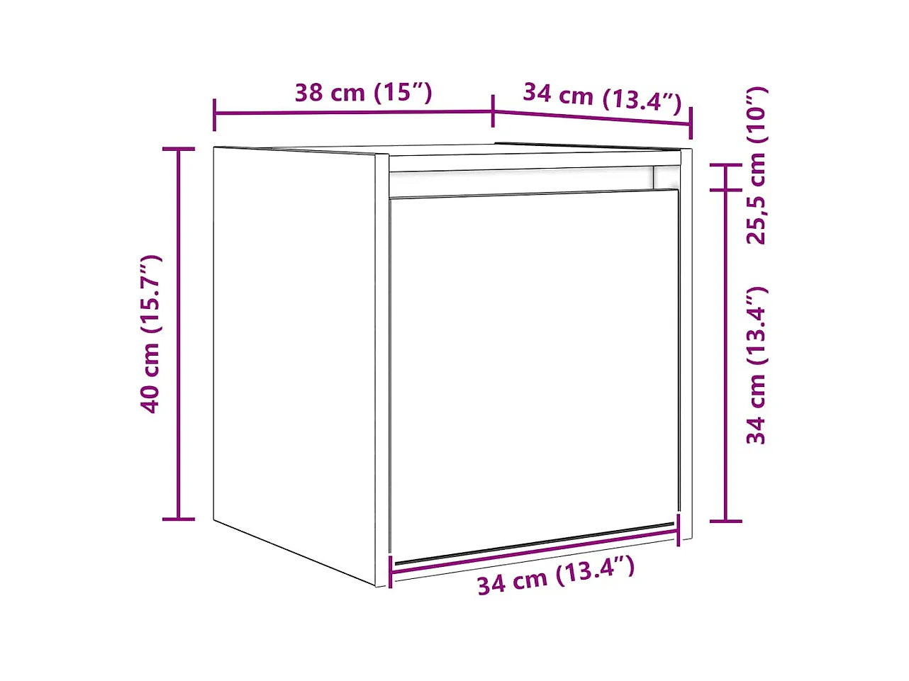 Mesas de cabeceira de parede 2 pcs 38x34x40 cm preto