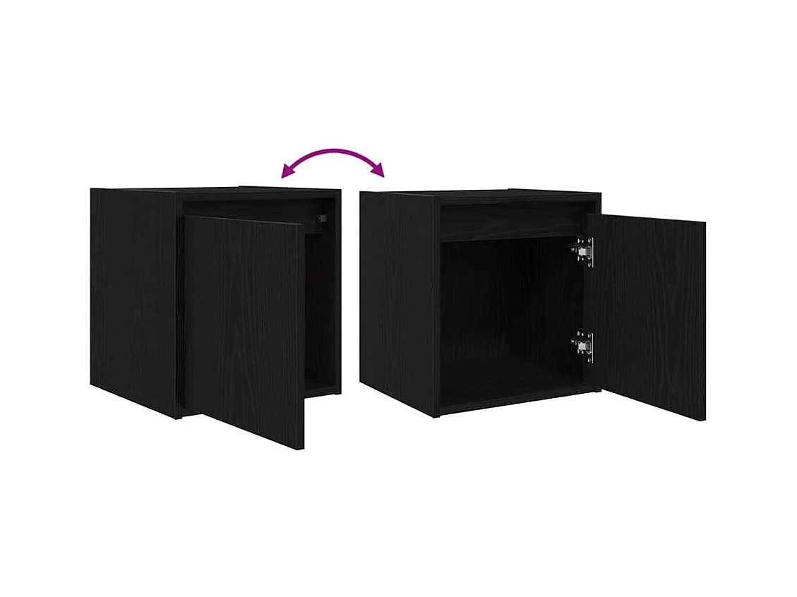 Mesas de cabeceira de parede 2 pcs 38x34x40 cm preto