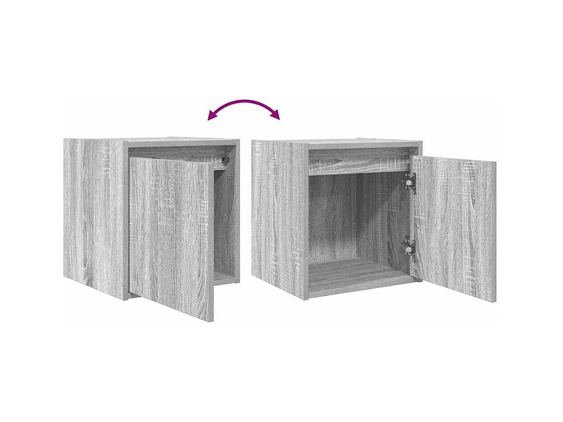 Comodino a Muro Grigio Sonoma 38x34x40 cm