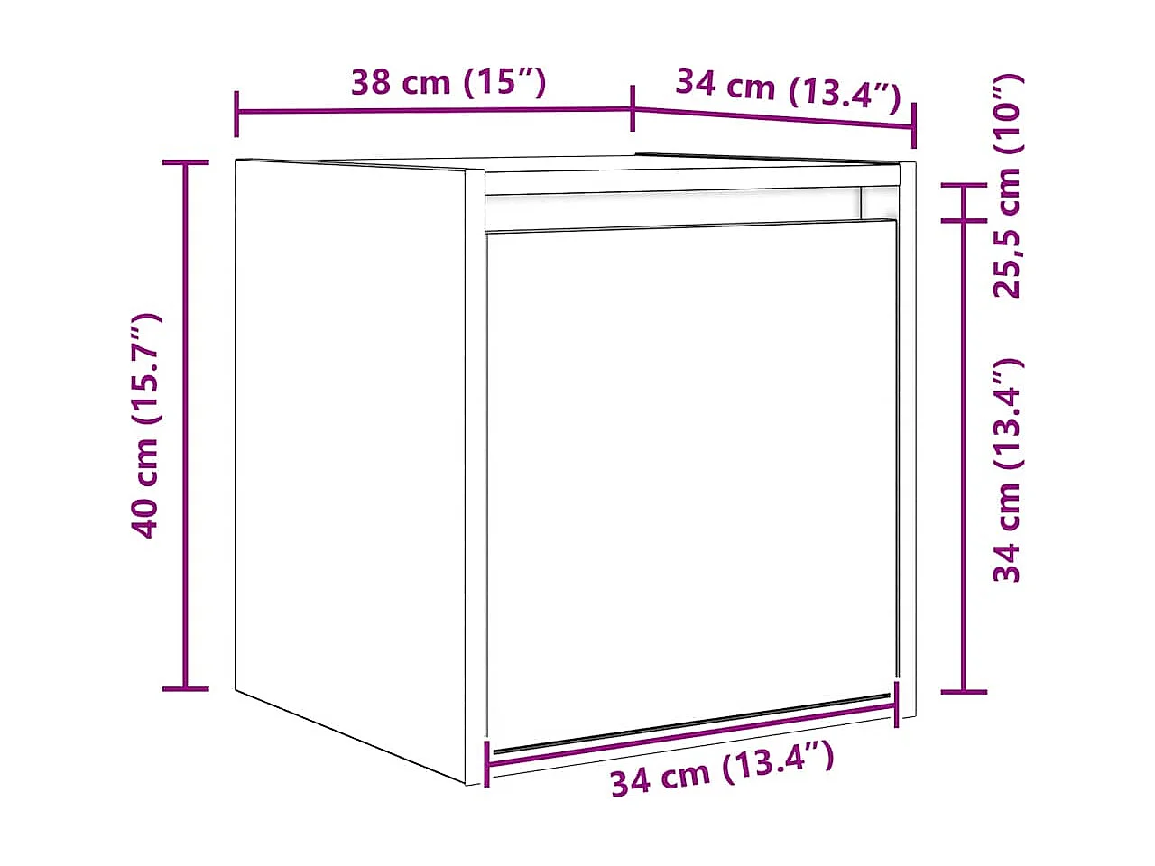 Table de chevet murale sonoma gris 38x34x40 cm