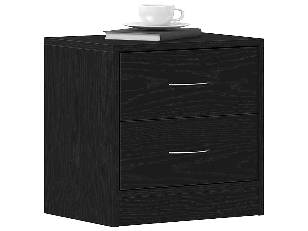 Comodino Rovere Nero 40x30x40 cm in Legno Multistrato