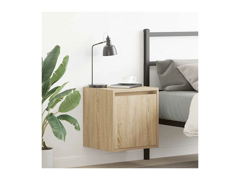 Mesa de cabeceira de parede 38x34x40 cm carvalho sonoma