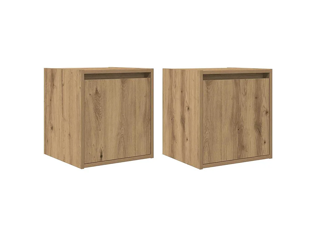 Nachtkastjes 2 st wandgemonteerd 38x34x40 cm artisanaal eiken