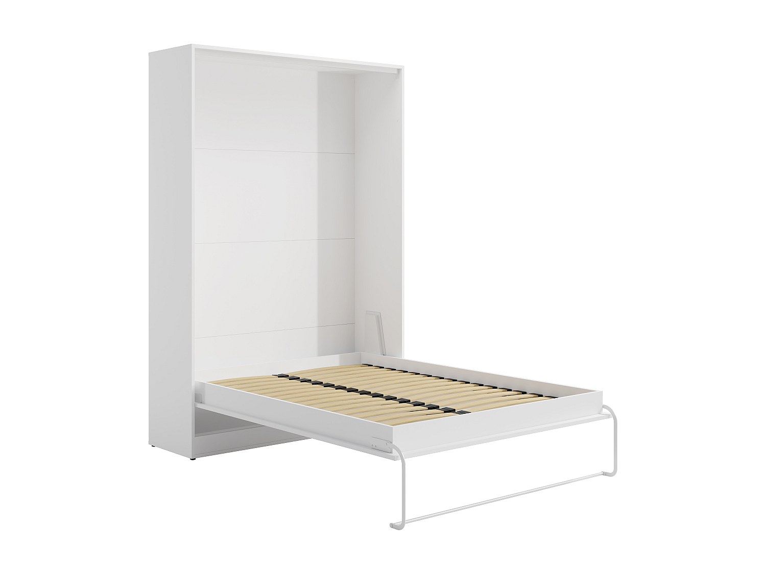 Schrankbett - 160 x 200 cm - Weiß - Vertikale manuelle Öffnung - BEGANIO günstig online kaufen