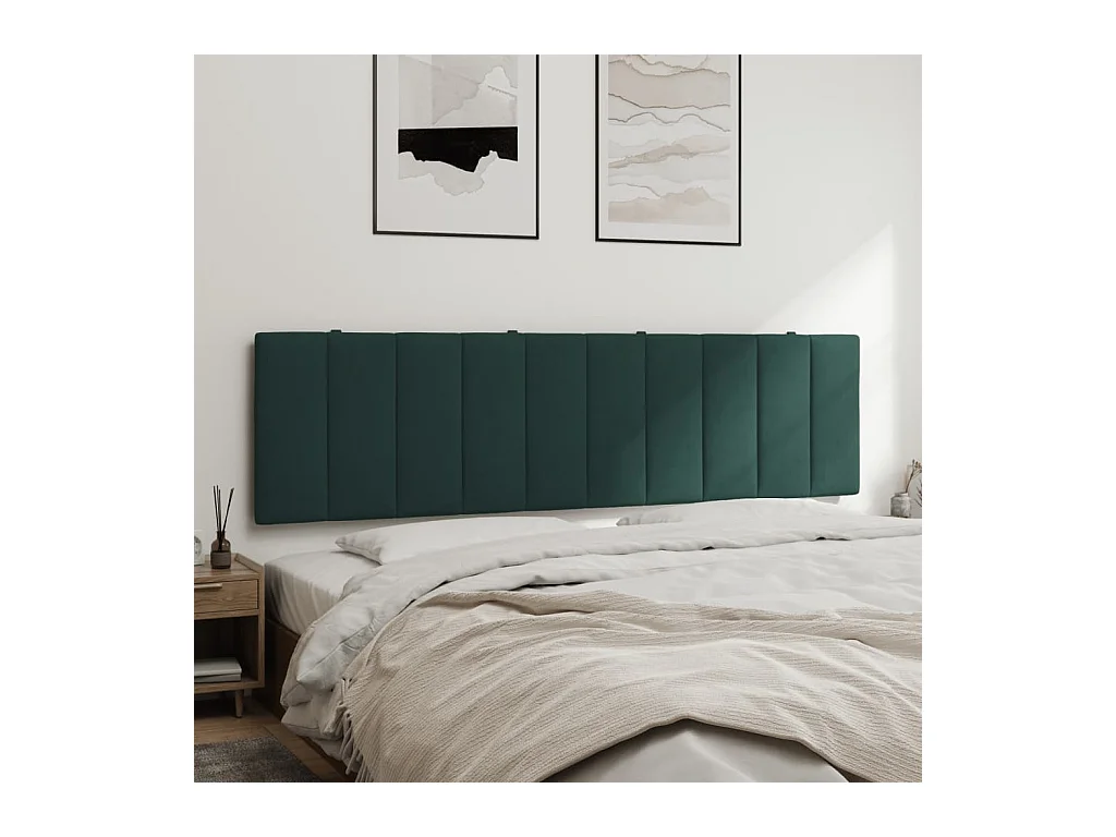 Coussin de tête de lit Hanko vert foncé 180 cm velours