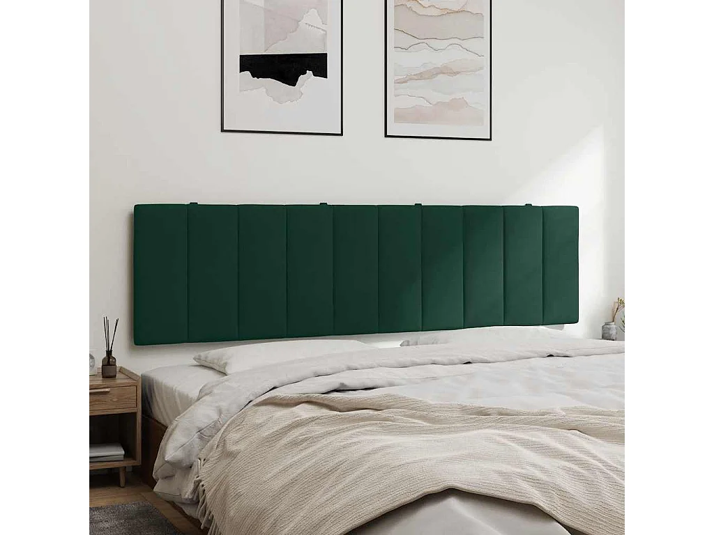 Coussin de tête de lit Hanko vert foncé 180 cm velours