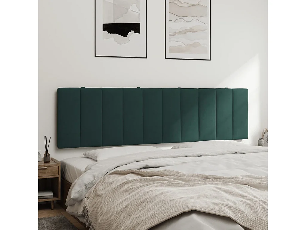 Coussin de tête de lit Hanko vert foncé 180 cm velours