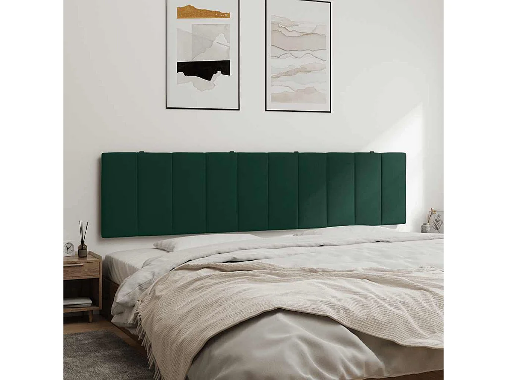 Coussin de tête de lit Hanko vert foncé 200 cm velours