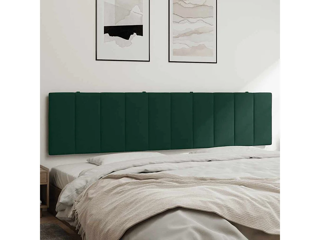 Coussin de tête de lit Hanko vert foncé 200 cm velours