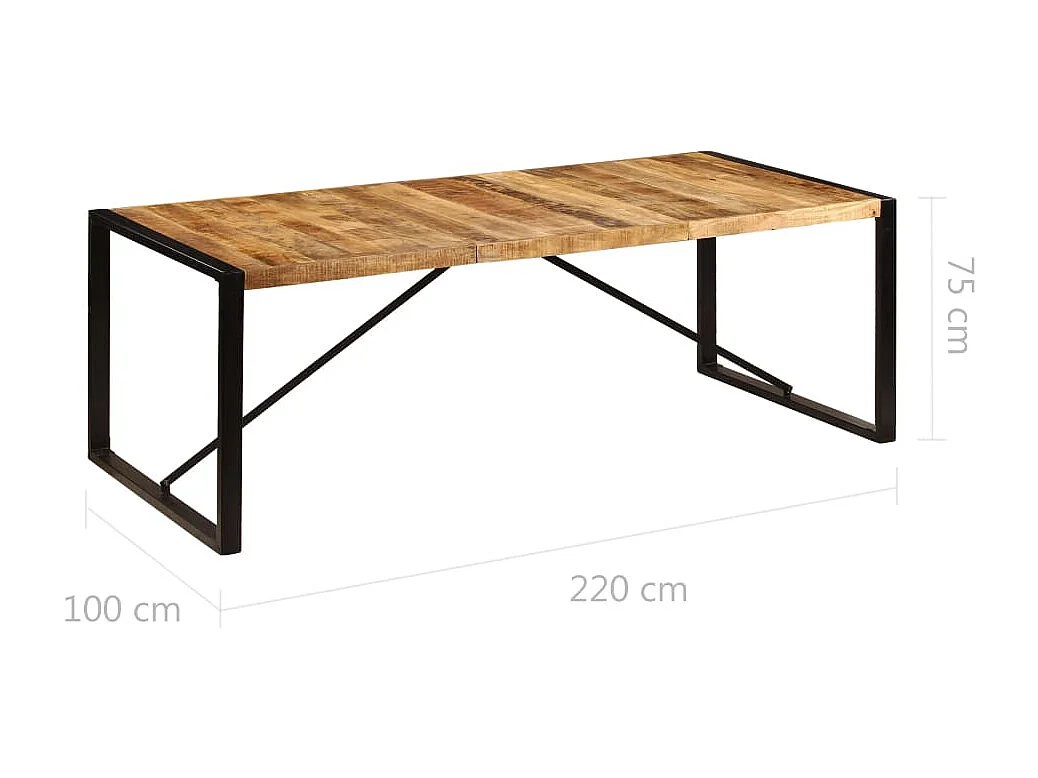 Tavolo da Pranzo 220x100x75 cm in Legno Massello di Mango