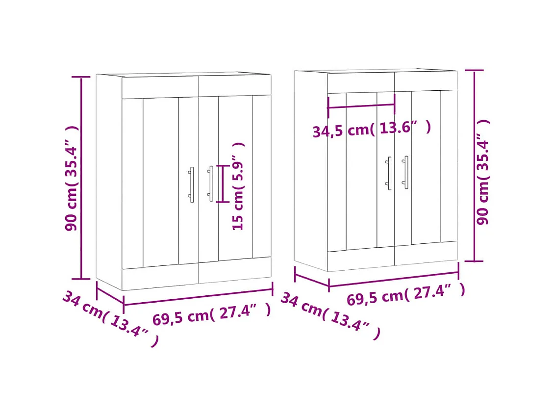 Armoires murales 2 pcs chêne sonoma bois d'ingénierie