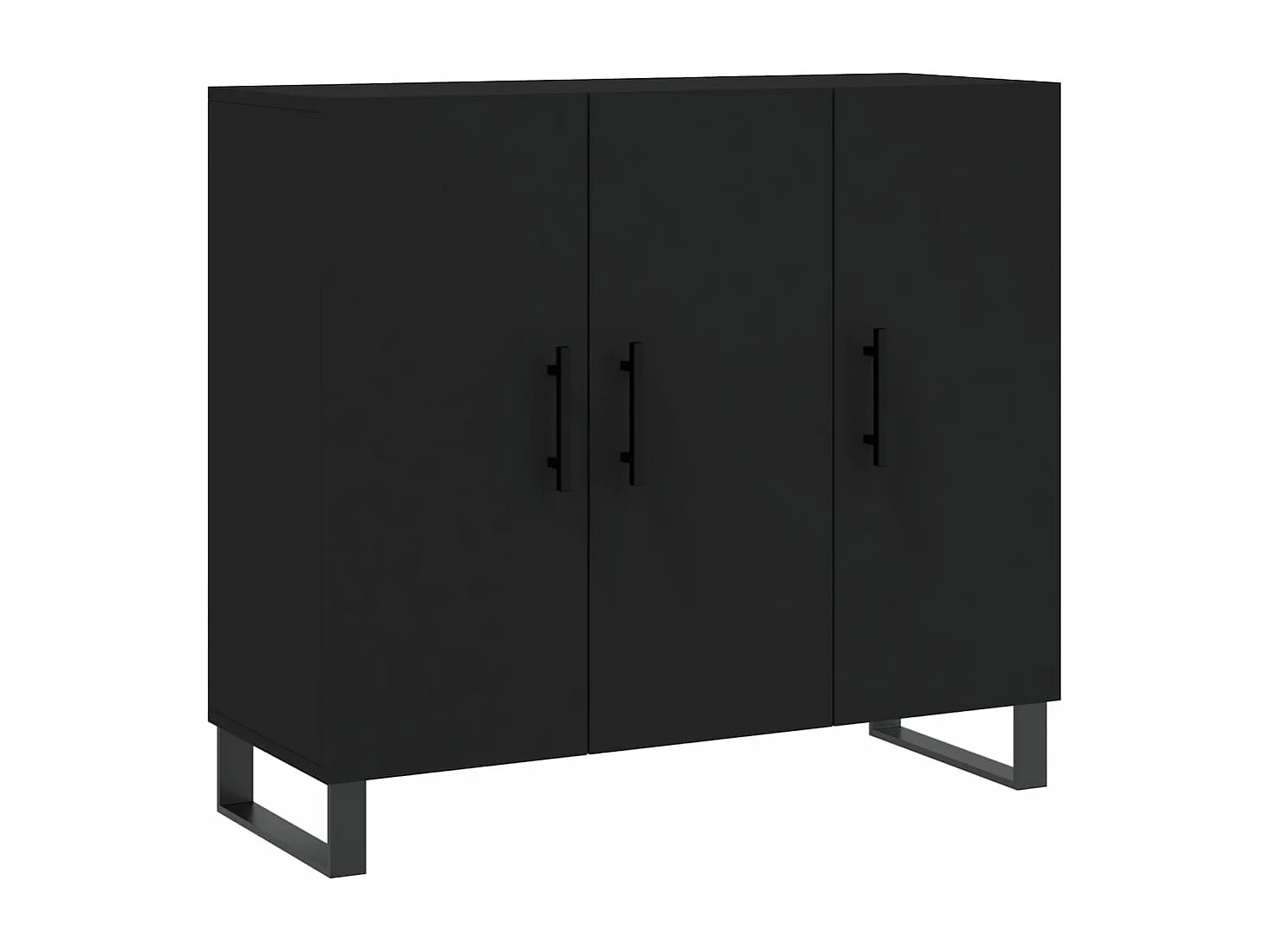 Buffet noir 90x34x80 cm bois d'ingénierie