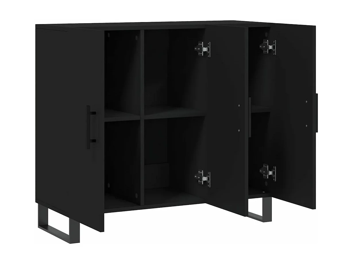 Buffet noir 90x34x80 cm bois d'ingénierie