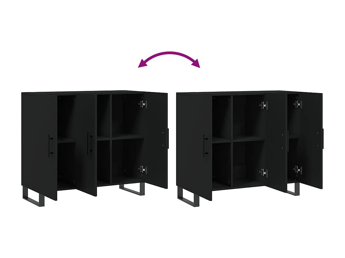 Buffet noir 90x34x80 cm bois d'ingénierie