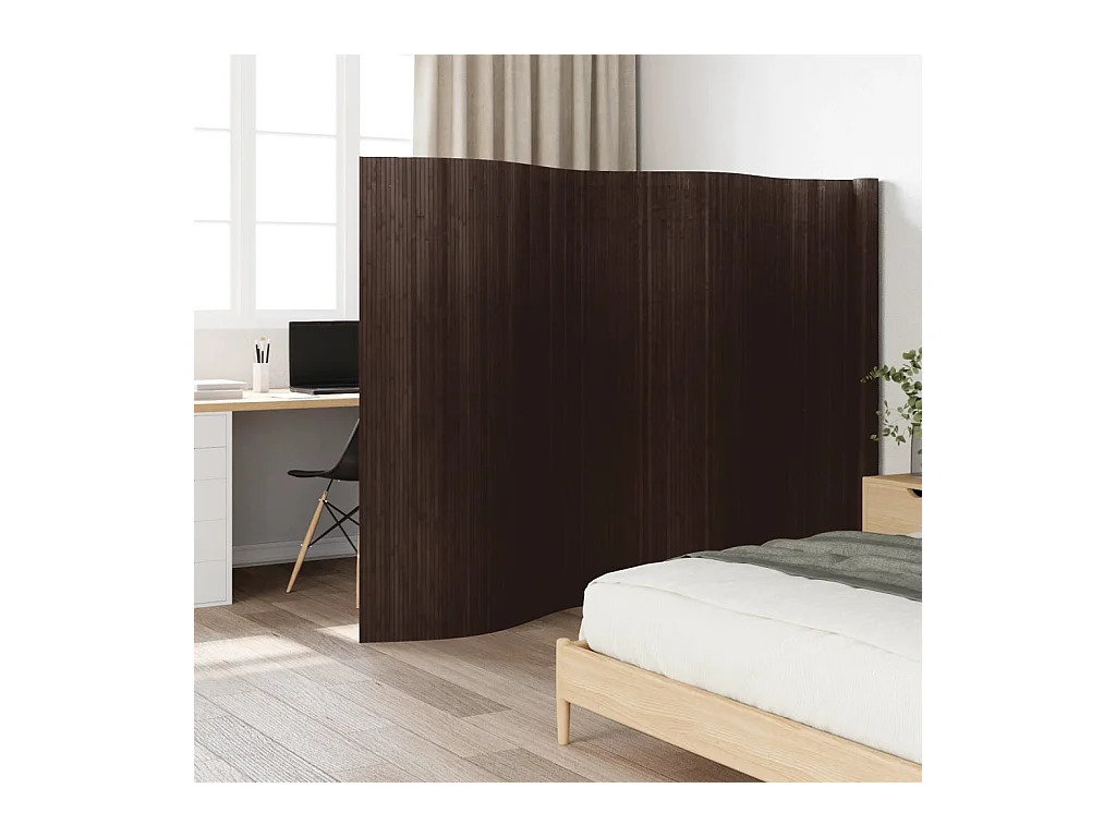 Paravent Dunkelbraun 165x600 cm Bambus