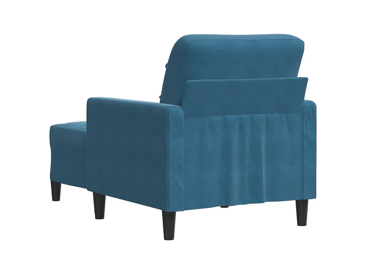 Fauteuil met voetenbank 60 cm fluweel blauw
