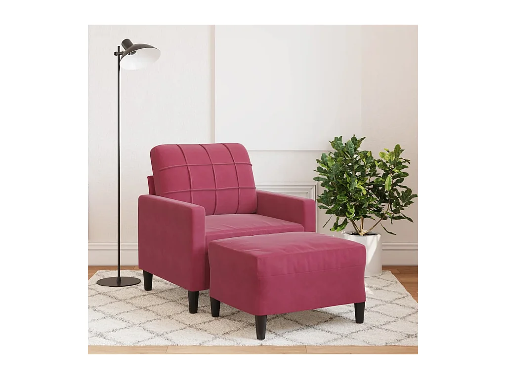 Fauteuil avec repose-pied Rouge bordeaux 60 cm Velours