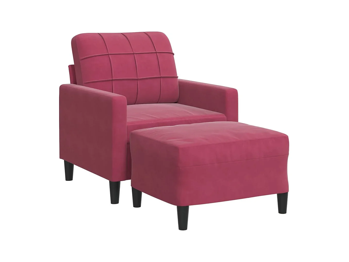 Fauteuil avec repose-pied Rouge bordeaux 60 cm Velours