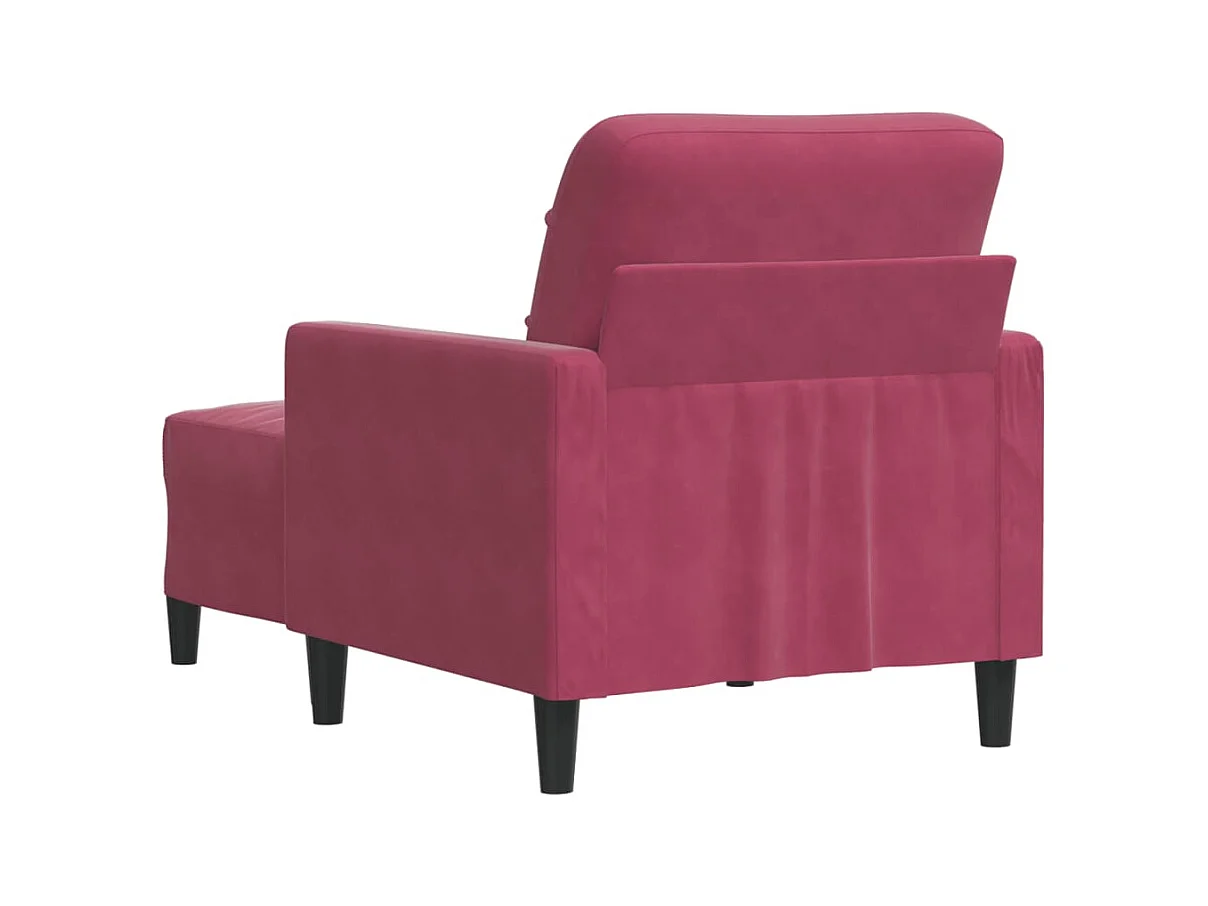 Fauteuil met voetenbank 60 cm fluweel wijnrood