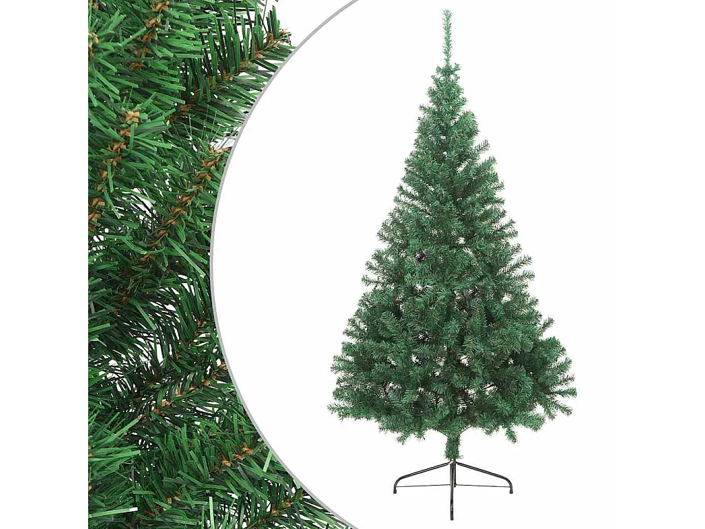 Meia árvore de Natal artificial com suporte 240 cm PVC verde