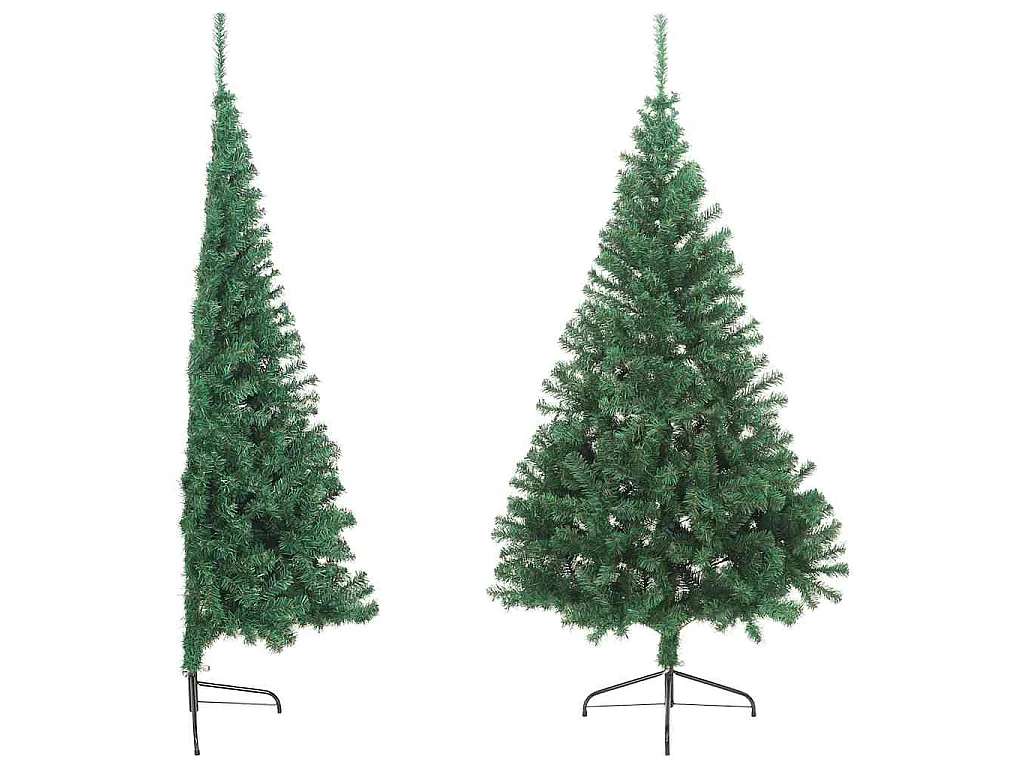 Meia árvore de Natal artificial com suporte 240 cm PVC verde