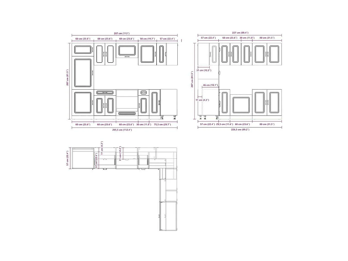 Ensemble d'armoires de cuisine 14 pcs Kalmar bois d'ingénierie