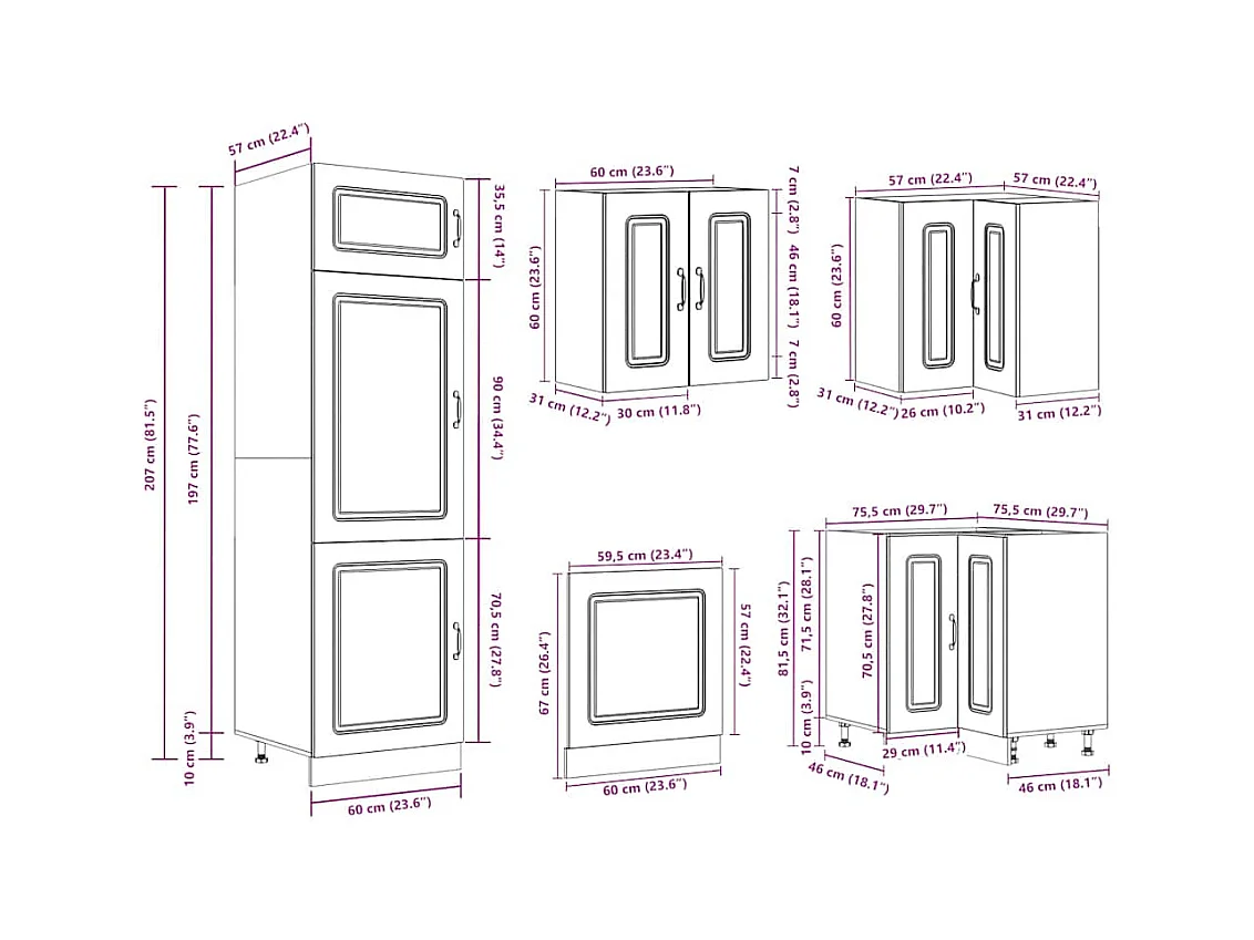 Ensemble d'armoires de cuisine 14 pcs Kalmar bois d'ingénierie