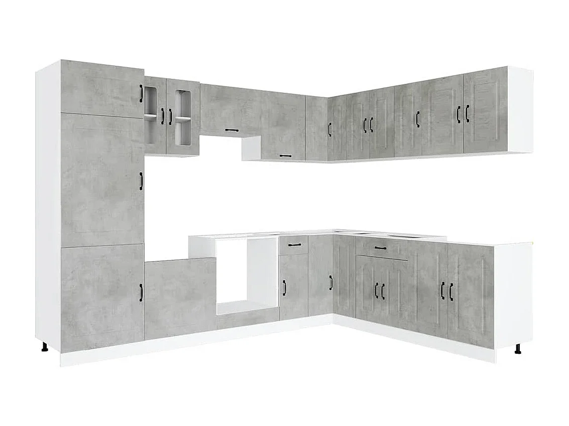 14 peças armário de cozinha conjunto Kalmar concreto cinza