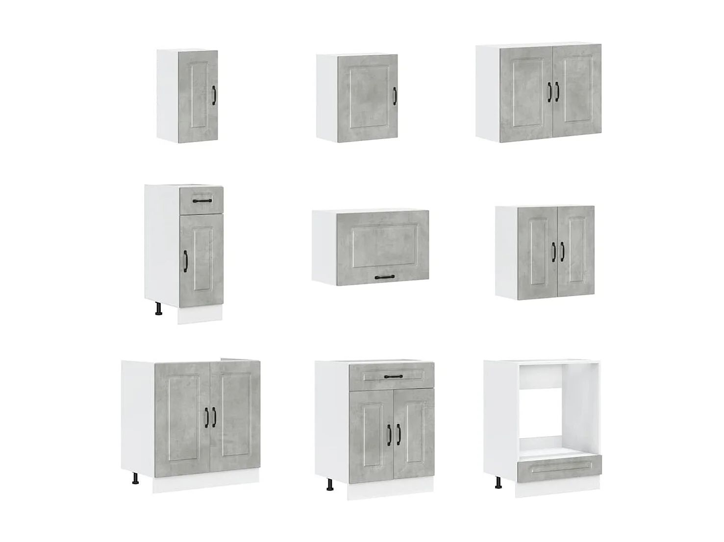 14 peças armário de cozinha conjunto Kalmar concreto cinza