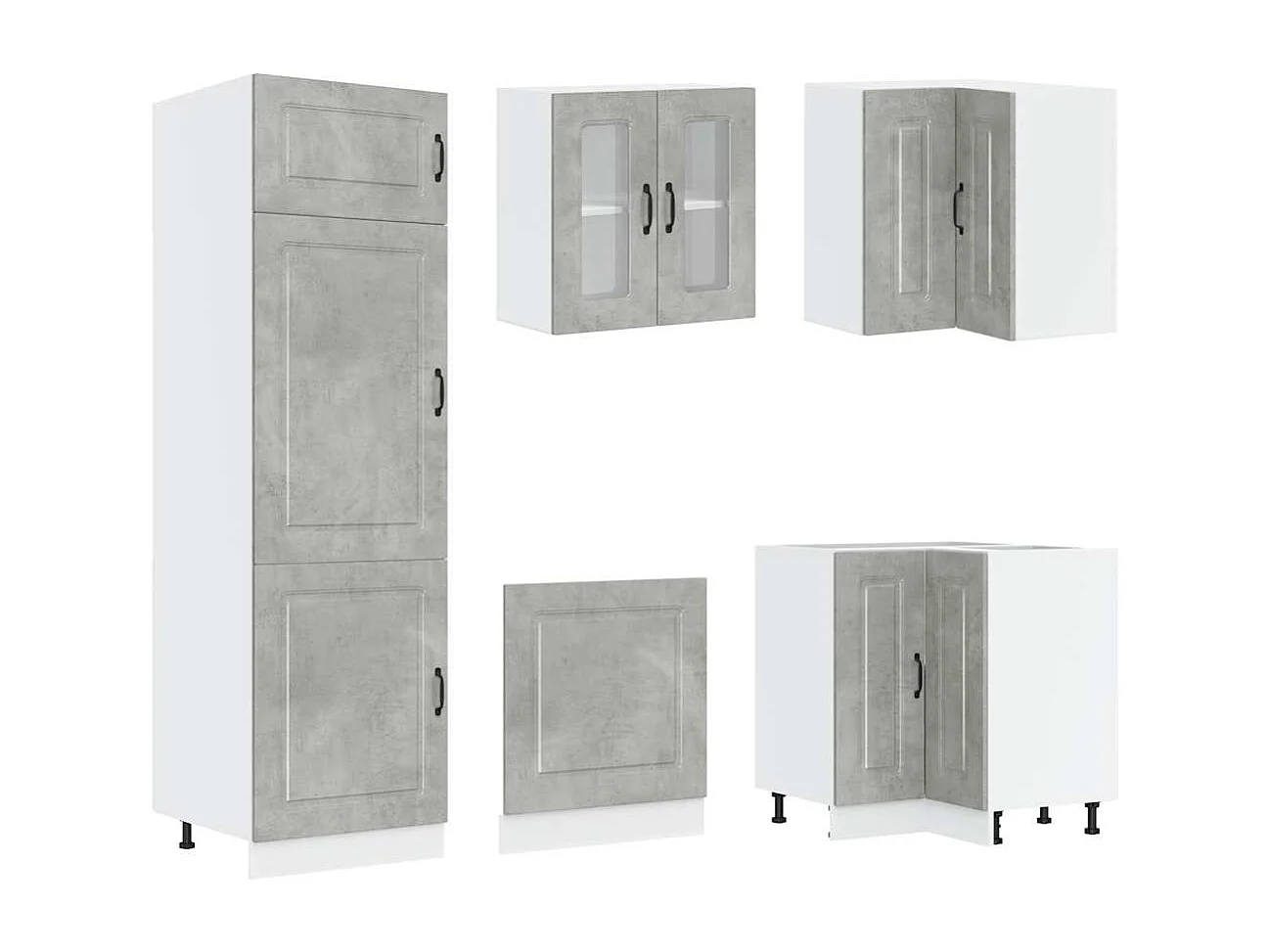 14 peças armário de cozinha conjunto Kalmar concreto cinza