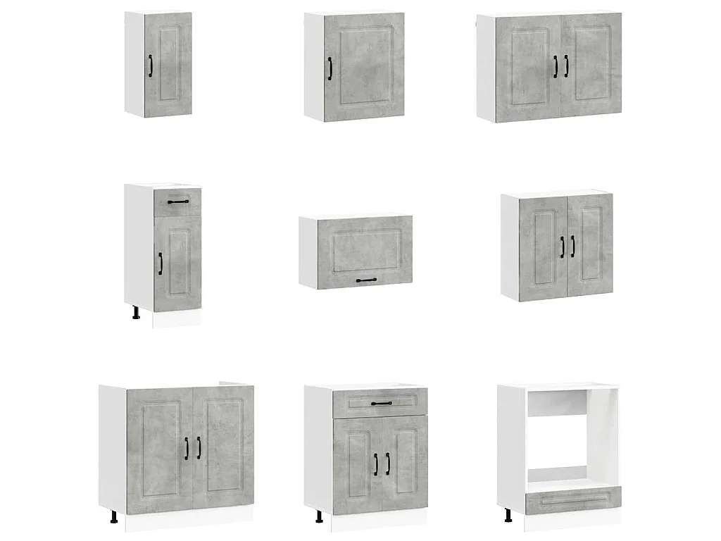 Mueble cocina Kalmar gris hormigón 14 pzas madera contrachapada