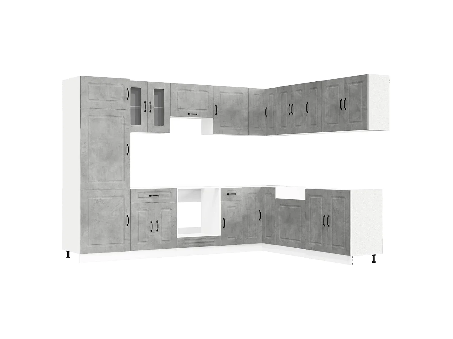 Mueble cocina Kalmar gris hormigón 14 pzas madera contrachapada