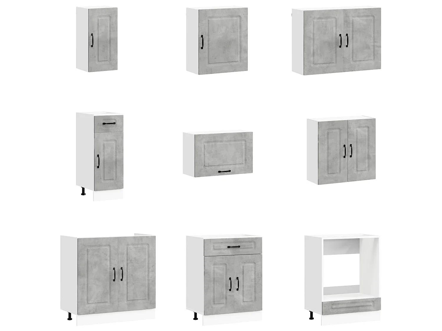 Mueble cocina Kalmar gris hormigón 14 pzas madera contrachapada