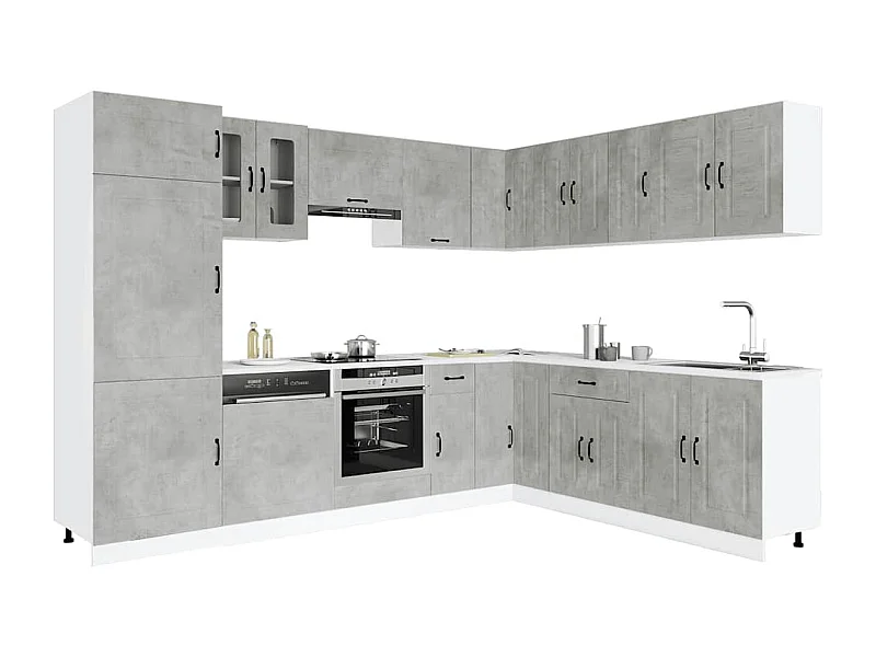 14 peças armário de cozinha conjunto Kalmar concreto cinza