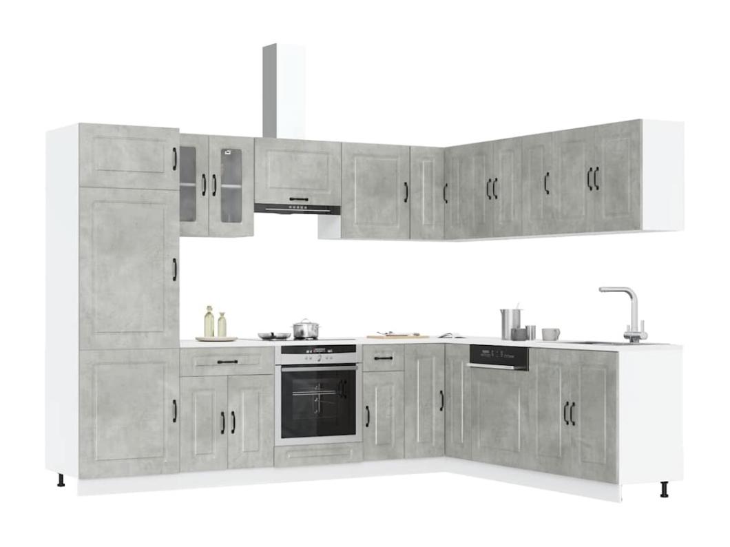 Mueble cocina Kalmar gris hormigón 14 pzas madera contrachapada