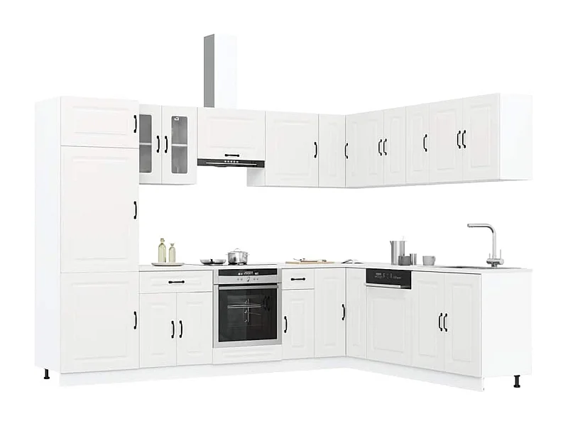 14-delige Keukenkastenset Kalmar bewerkt hout wit