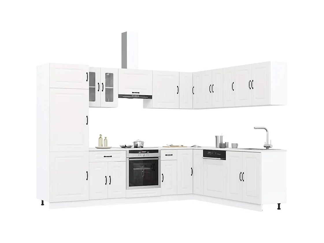 14-delige Keukenkastenset Kalmar bewerkt hout wit