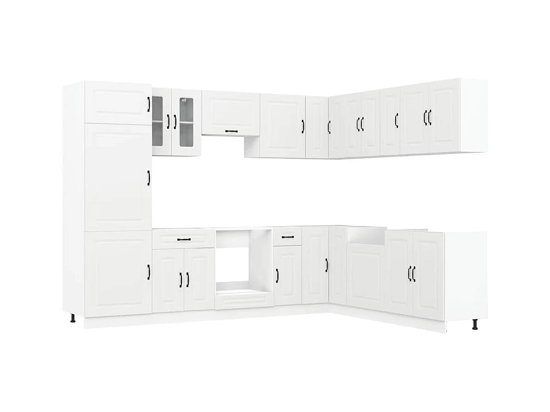 14-delige Keukenkastenset Kalmar bewerkt hout wit